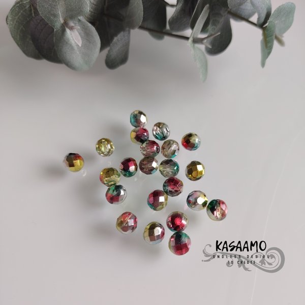 Product image of  10kpl -Faseoitu -kelta/vihreä/punainen/hopea -8mm