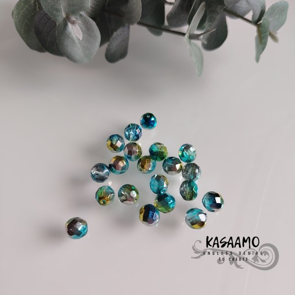 Product image of  10kpl -Faseoitu -turkoosi/vihreä/hopea -8mm