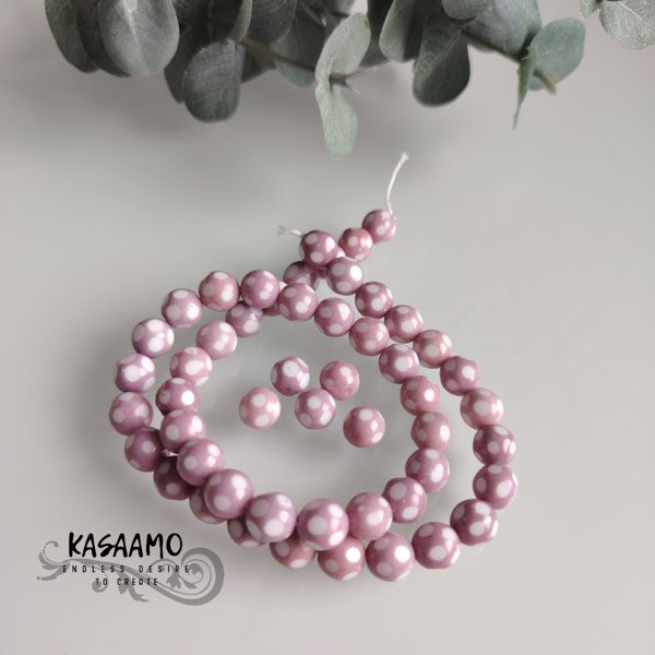 Product image of  10kpl -Pyöreä pilkullinen -roosa/valkoinen - 8mm