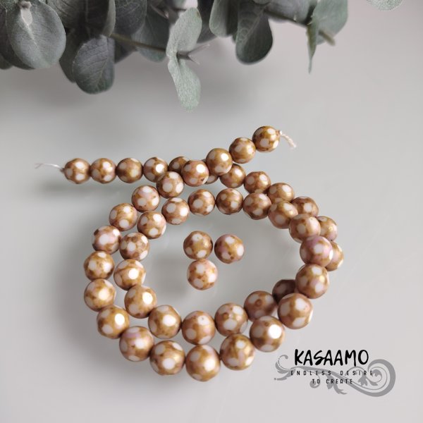 Product image of  10kpl -Pyöreä pilkullinen -ruskea/valkoinen - 8mm
