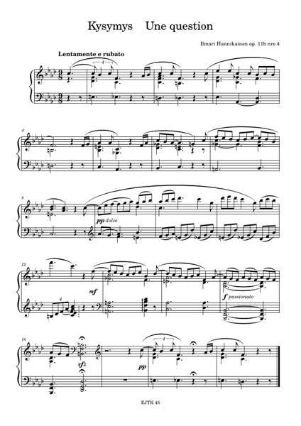 Product image of  I.Hannikainen: Kysymys/Une question op.11b nro 4 for piano