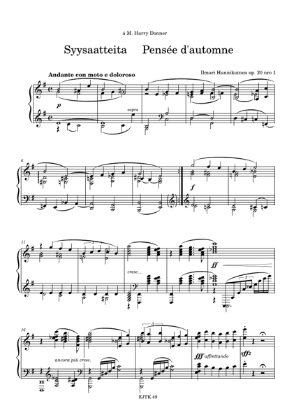 Product image of  Ilmari Hannikainen: Syysaatteita/Pensée d'automne op.20 nro 1