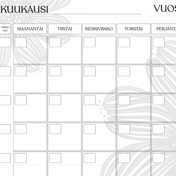 Product image of  Täytettävä kuukausikalenteri