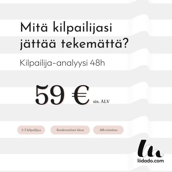 Product image of  Korjaan kilpailuasetelmasi – kilpailija-analyysi 48h