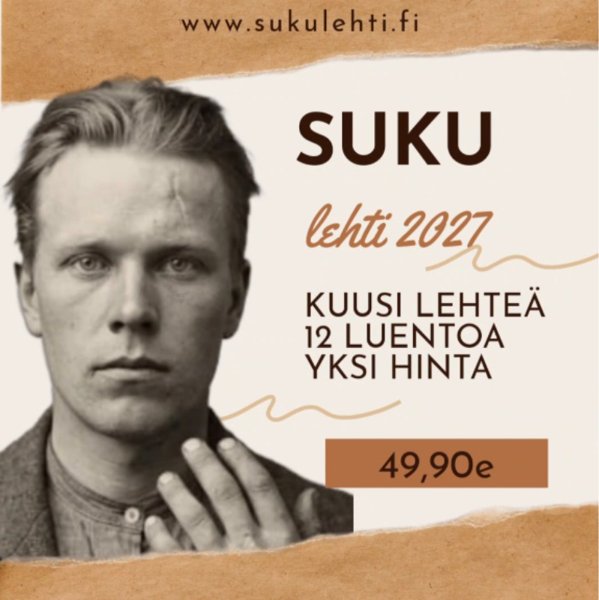 Product image of  SUKU - lehti sukututkijoille, vuositilaus 2027 + luentopaketti