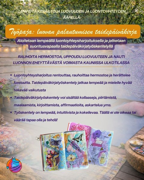 Product image of  Työpaja: luovan palautumisen taidepäiväkirja kesäkuussa 4 kertaa