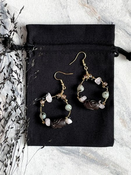 Product image of  "Cosmic Spirit” -korvakorut (lotusjaspis & ruusukvartsi)