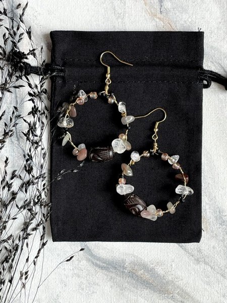Product image of  "Cosmic Spirit” -korvakorut, iso (akaatti & vuorikrist.)
