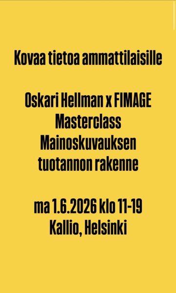 Product image of  Oskari Hellman x FIMAGE Mainoskuvauksen tuotannon rakenne