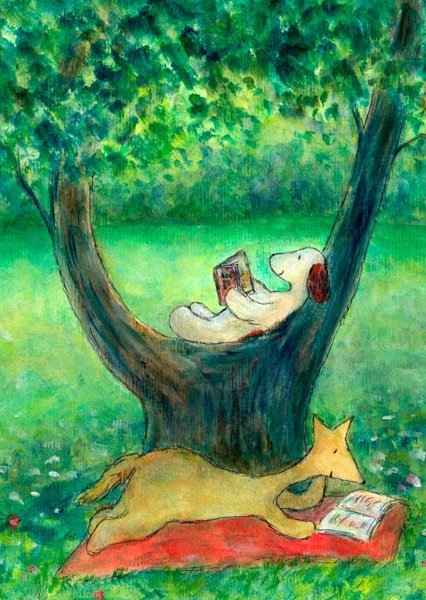 Product image of  Lukupuu - postikortti / Reading tree - poscard