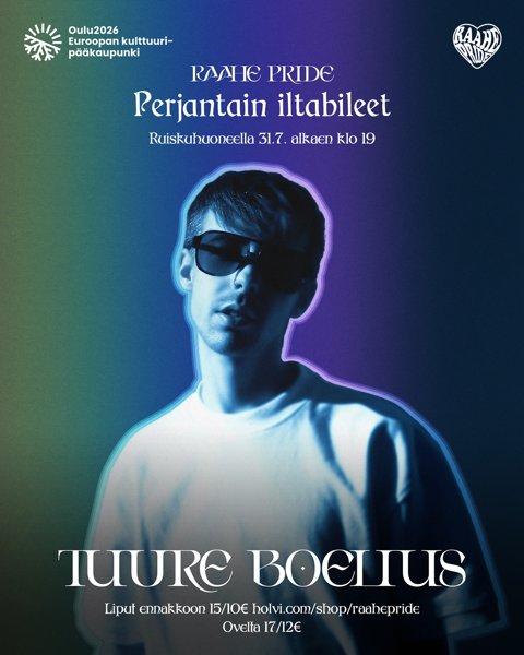 Product image of  Raahe Pride 2026: Tuure Boelius 31.7.2026 ennakkolippu