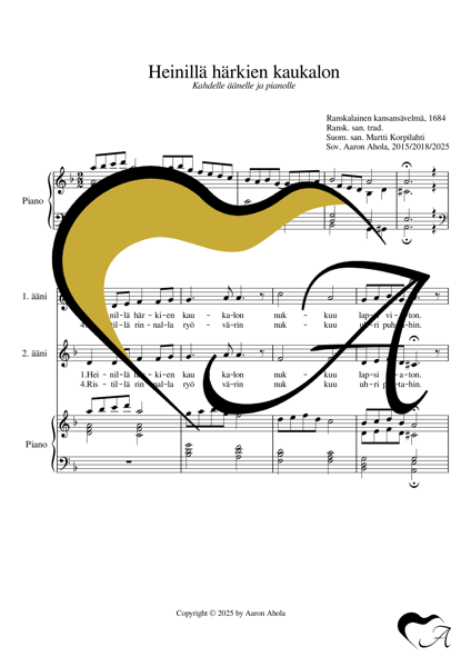 Product image of  Heinillä härkien kaukalon - kahdelle äänelle ja pianolle