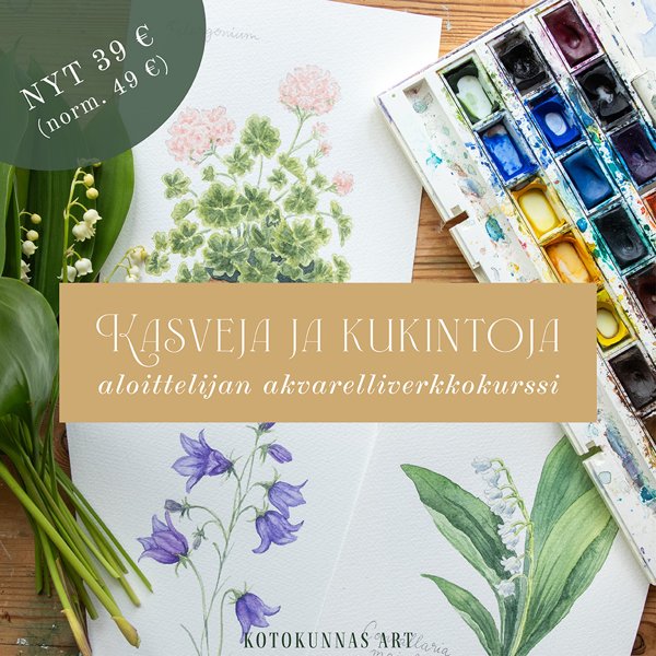 Product image of  Kasveja ja kukintoja -akvarelliverkkokurssi aloittelijoille