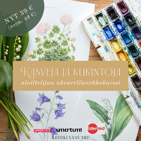 Product image of  Kasveja ja kukintoja -akvarelliverkkokurssi aloittelijoille