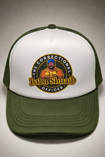 Product image of  Baba Shuaib's Trucker Cap - Military Green & White