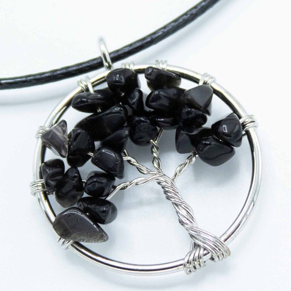 Product image of Elämänpuu riipus Musta Akaatti