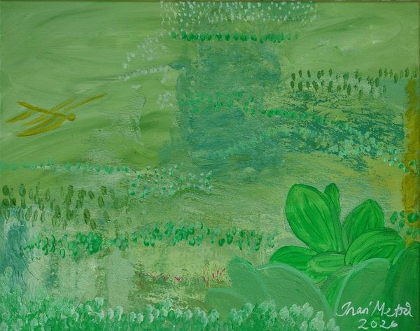 Product image of Vihreä räjähdys I, akryyli kankaalle, 40 x 50 cm