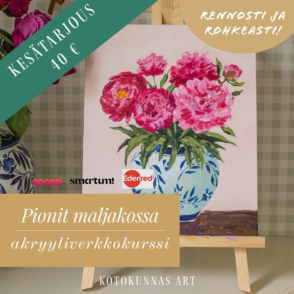 Product image of  Pionit maljakossa -taideverkkokurssi