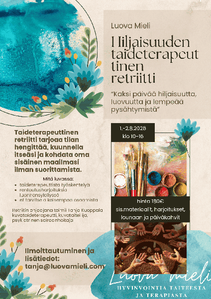 Product image of  Hiljaisuuden taideterapeuttinen retriitti 1.-2.8.26