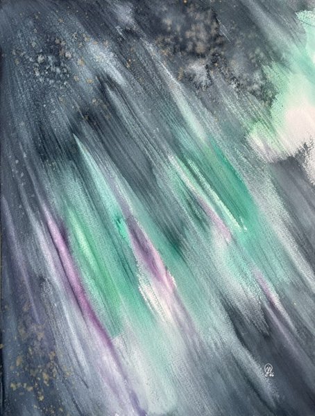 Product image of  "Northern Lights" -akvarellimaalaus