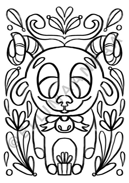 Product image of  Värityskuva: Kili | Coloring Page: Goatling | PDF PNG