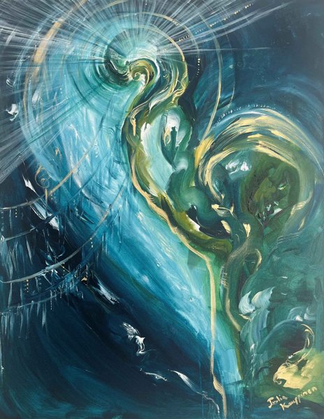 Product image of  Taideteos " UNIEN SILLALLA TUNSIN RAUHAN" 70x60cm