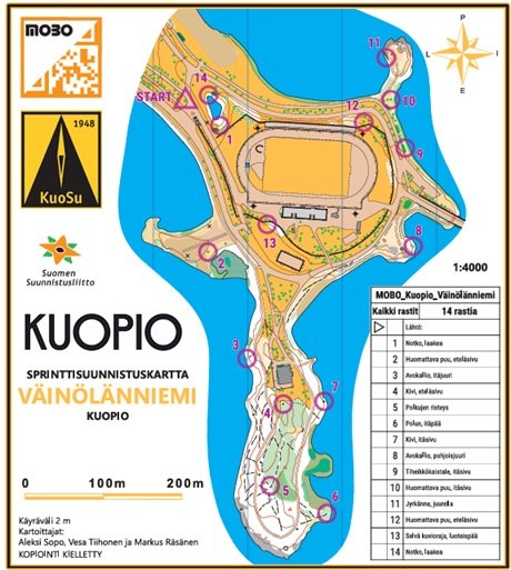 Product image of  MOBO suunnistuskartta Väinölänniemi 2026 itsetulostettava (PDF)