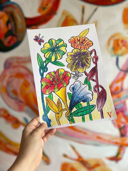 Product image of  Värityskuva: Kukkaset | Coloring Page: Flowers | PDF PNG