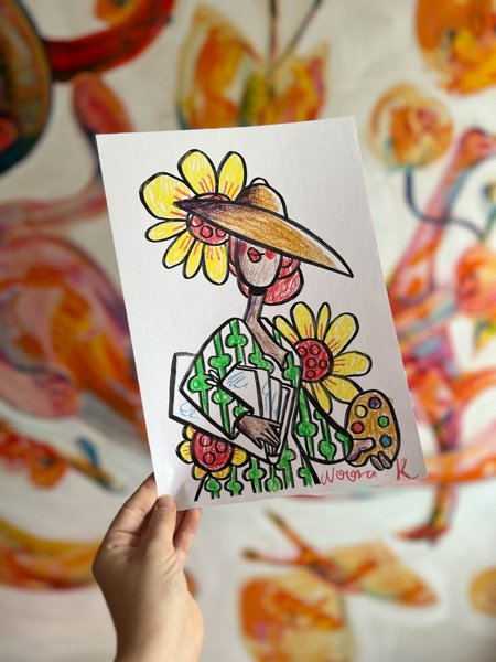Product image of  Värityskuva: Taiteilija | Coloring Page: Artist | PDF PNG