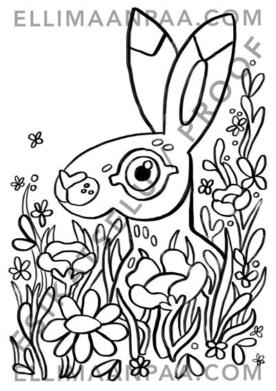 Product image of  Värityskuva: Pupu | Coloring Page: Bunny | PDF PNG