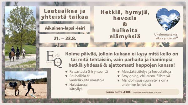 Product image of  Leirille ilmoittautuminen - Aikuinen-lapsi -leiri 21.-23.8.26