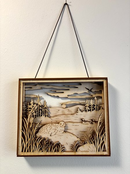 Product image of  Saimaannorppa-kerrostaulu (Saimaa Ringed Seal Layered Wall Art)