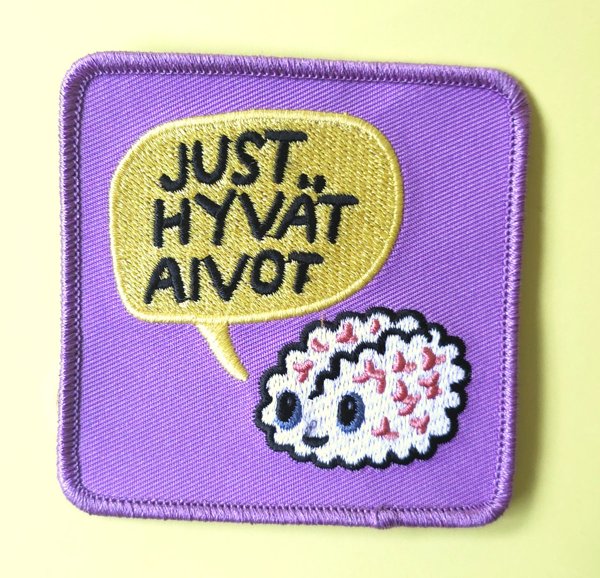 Product image of  "Just hyvät aivot" -kangasmerkki