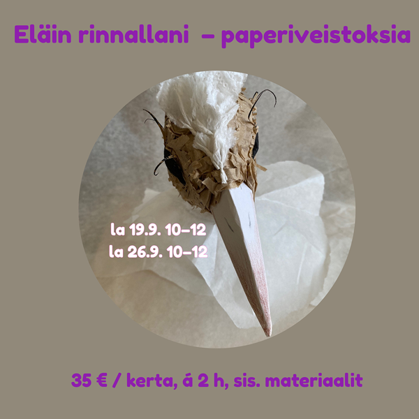 Product image of  26.9.2026: "Eläin rinnallani" – paperiveistoskurssi Turku