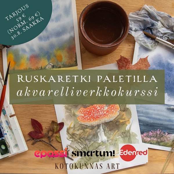 Product image of  Ruskaretki paletilla -akvarelliverkkokurssi