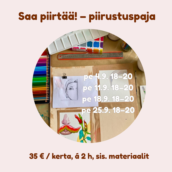 Product image of  25.9.2026: Saa piirtää! – piirustuspaja Turku