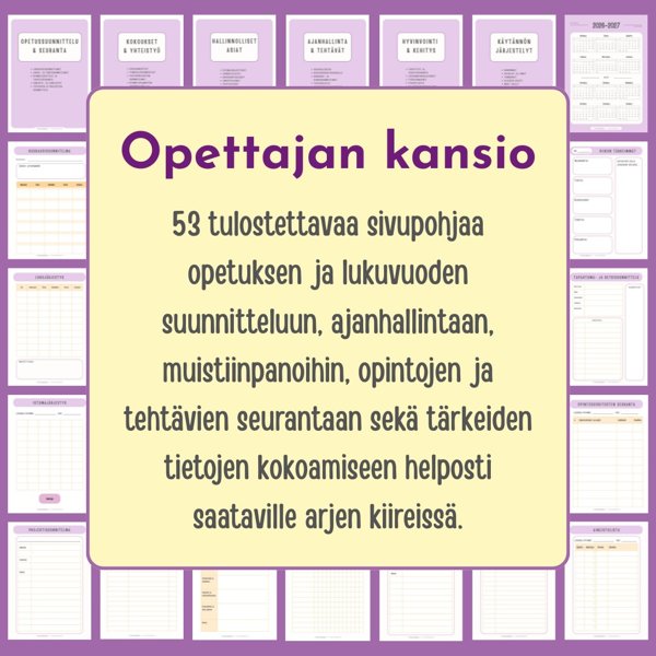 Product image of  Opettajan kansio – 53 sivupohjaa organisointiin