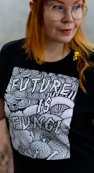 Product image of "Future is fungi" unisex T-paita, Musta