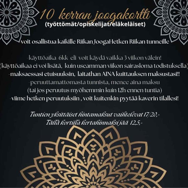 Product image of  Etu työt./opisk. 10 kerran joogailukortti, Huom! voimassa 6 kk