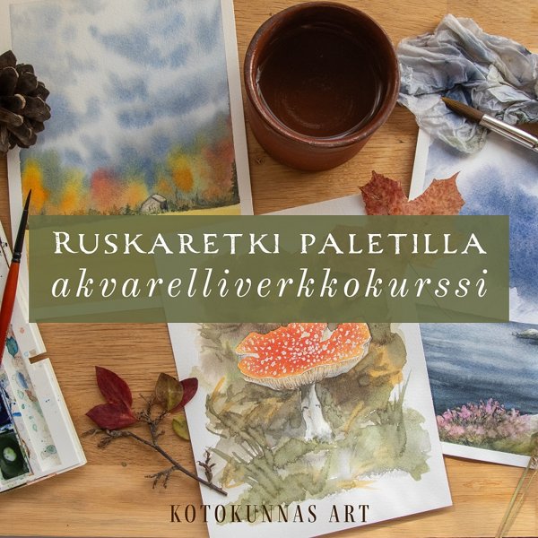 Product image of Ruskaretki paletilla -akvarelliverkkokurssi (poistuva tuote)