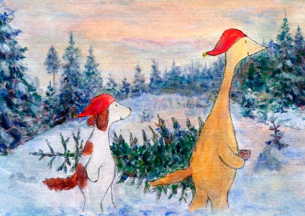 Product image of  Joulukuusen haku postikortti / Christmas Tree Pickup postcard