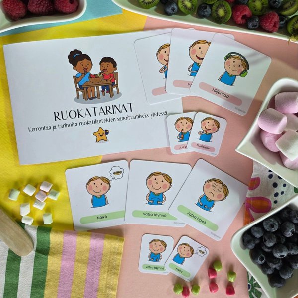 Product image of  Ruokatarinat -kirjanen ja Suupalat sanoiksi kortit