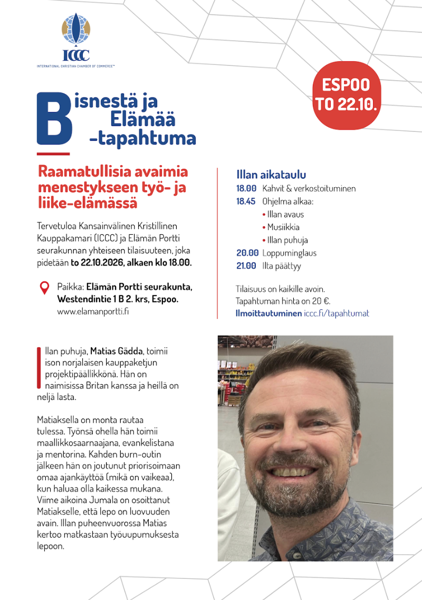 Product image of  BISNESTÄ JA ELÄMÄÄ -tapahtuma ESPOO, 22.10.2026