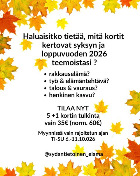 Product image of  Kirjallinen 5 + 1 kortin tulkinta vain 35€ (norm. 60€)